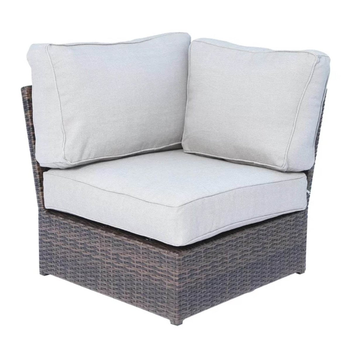 Coastal Wicker Corner Patio Chair With Cushions - Driftwood - Omega Lifestyles