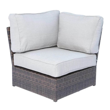 Coastal Wicker Corner Patio Chair With Cushions - Driftwood - Omega Lifestyles