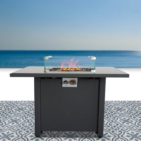 Contempo 30 - Inch Steel Propane Fire Pit Table - Driftwood - Omega Lifestyles
