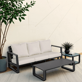 Contemporary Aluminum Frame Sofa And Coffee Table Set - Driftwood - Omega Lifestyles