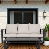 Contemporary Aluminum Frame Sofa And Coffee Table Set - Driftwood - Omega Lifestyles