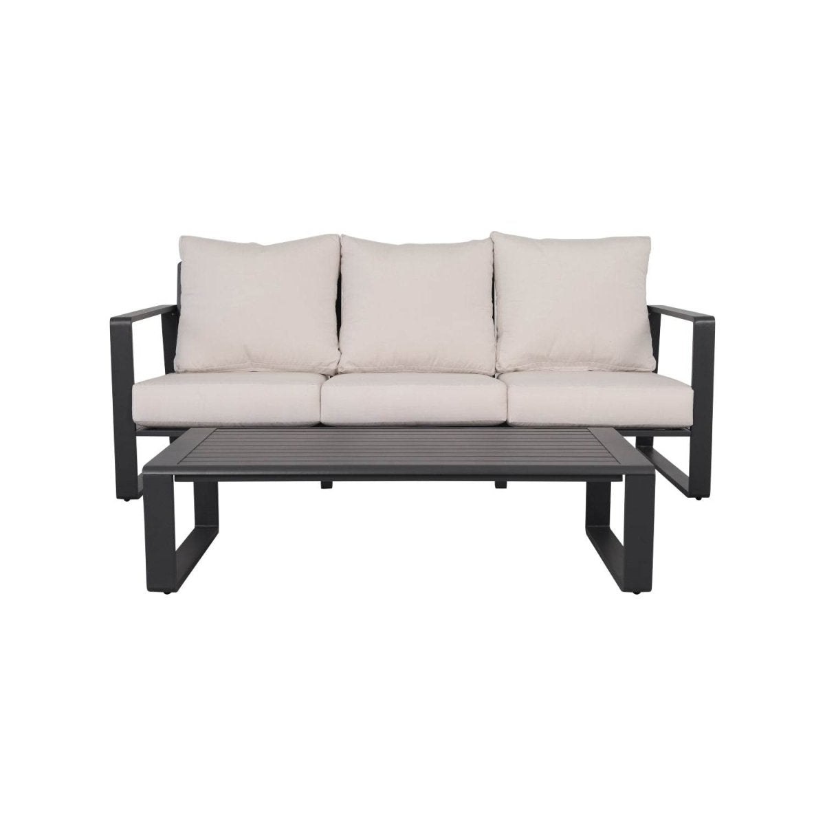 Contemporary Aluminum Frame Sofa And Coffee Table Set - Driftwood - Omega Lifestyles