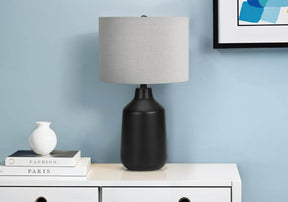 Contemporary Black Concrete Table Lamp With Grey Shade - Omega Lifestyles