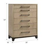 Contemporary Brown Wood 6-Drawer Chest With Metal Glides - Omega Lifestyles