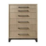 Contemporary Brown Wood 6-Drawer Chest With Metal Glides - Omega Lifestyles