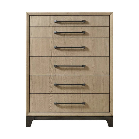 Contemporary Brown Wood 6-Drawer Chest With Metal Glides - Omega Lifestyles