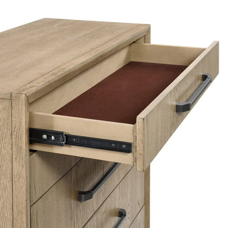 Contemporary Brown Wood 6-Drawer Chest With Metal Glides - Omega Lifestyles