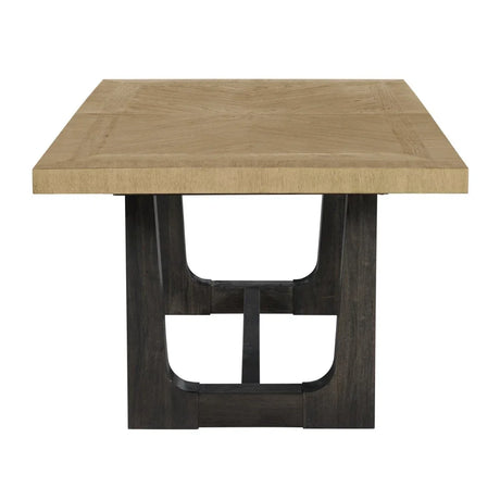 Contemporary Caramel Cocoa Wood Trestle Dining Table - Omega Lifestyles