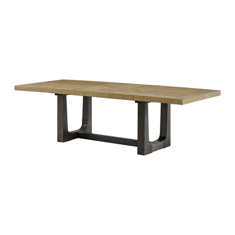 Contemporary Caramel Cocoa Wood Trestle Dining Table - Omega Lifestyles