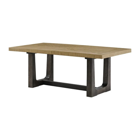 Contemporary Caramel Cocoa Wood Trestle Dining Table - Omega Lifestyles