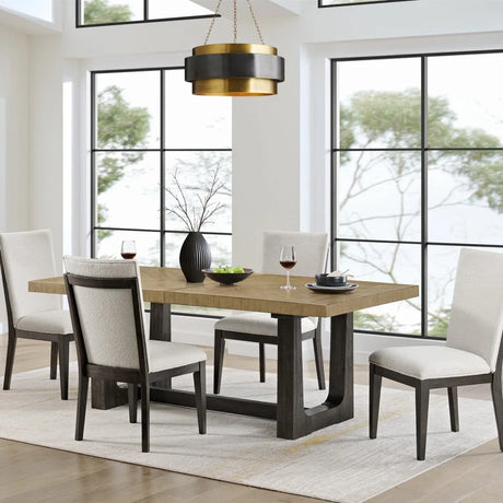 Contemporary Caramel Cocoa Wood Trestle Dining Table - Omega Lifestyles