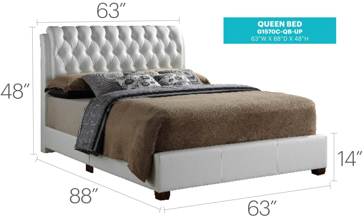 Contemporary White PU Queen Bed Frame - Driftwood - Omega Lifestyles