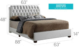 Contemporary White PU Queen Bed Frame - Driftwood - Omega Lifestyles