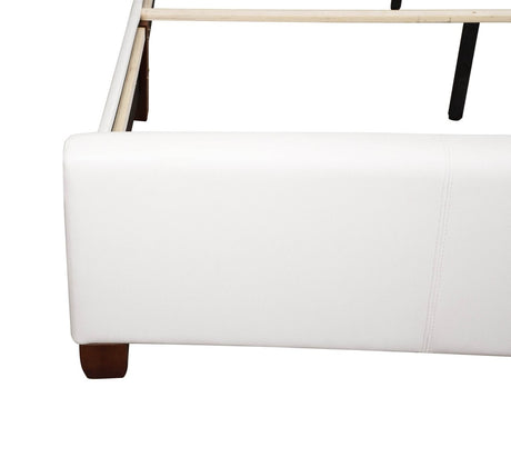 Contemporary White PU Queen Bed Frame - Driftwood - Omega Lifestyles