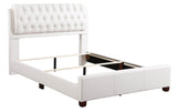 Contemporary White PU Queen Bed Frame - Driftwood - Omega Lifestyles