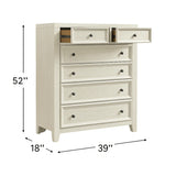 Contemporary Whitewash Wood 6-Drawer Chest - Omega Lifestyles
