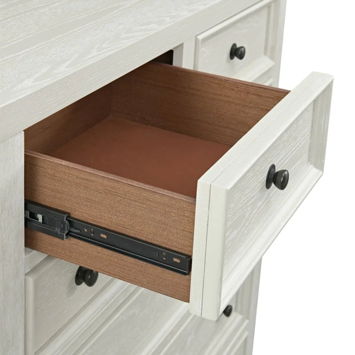 Contemporary Whitewash Wood 6-Drawer Chest - Omega Lifestyles