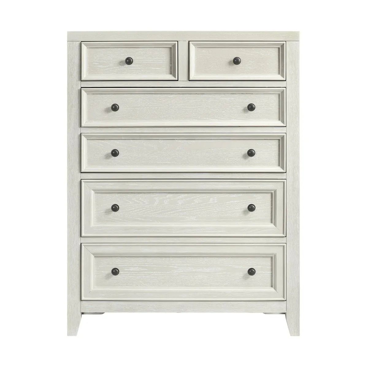 Contemporary Whitewash Wood 6-Drawer Chest - Omega Lifestyles