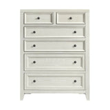 Contemporary Whitewash Wood 6-Drawer Chest - Omega Lifestyles