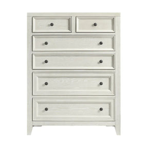 Contemporary Whitewash Wood 6-Drawer Chest - Omega Lifestyles