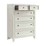 Contemporary Whitewash Wood 6-Drawer Chest - Omega Lifestyles