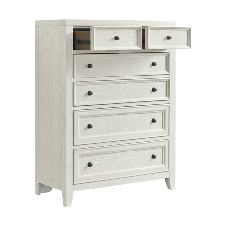 Contemporary Whitewash Wood 6-Drawer Chest - Omega Lifestyles
