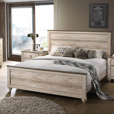 Contemporary Wood 4-Piece Queen Bedroom Set With Distressed Finish - Sleep Galleria