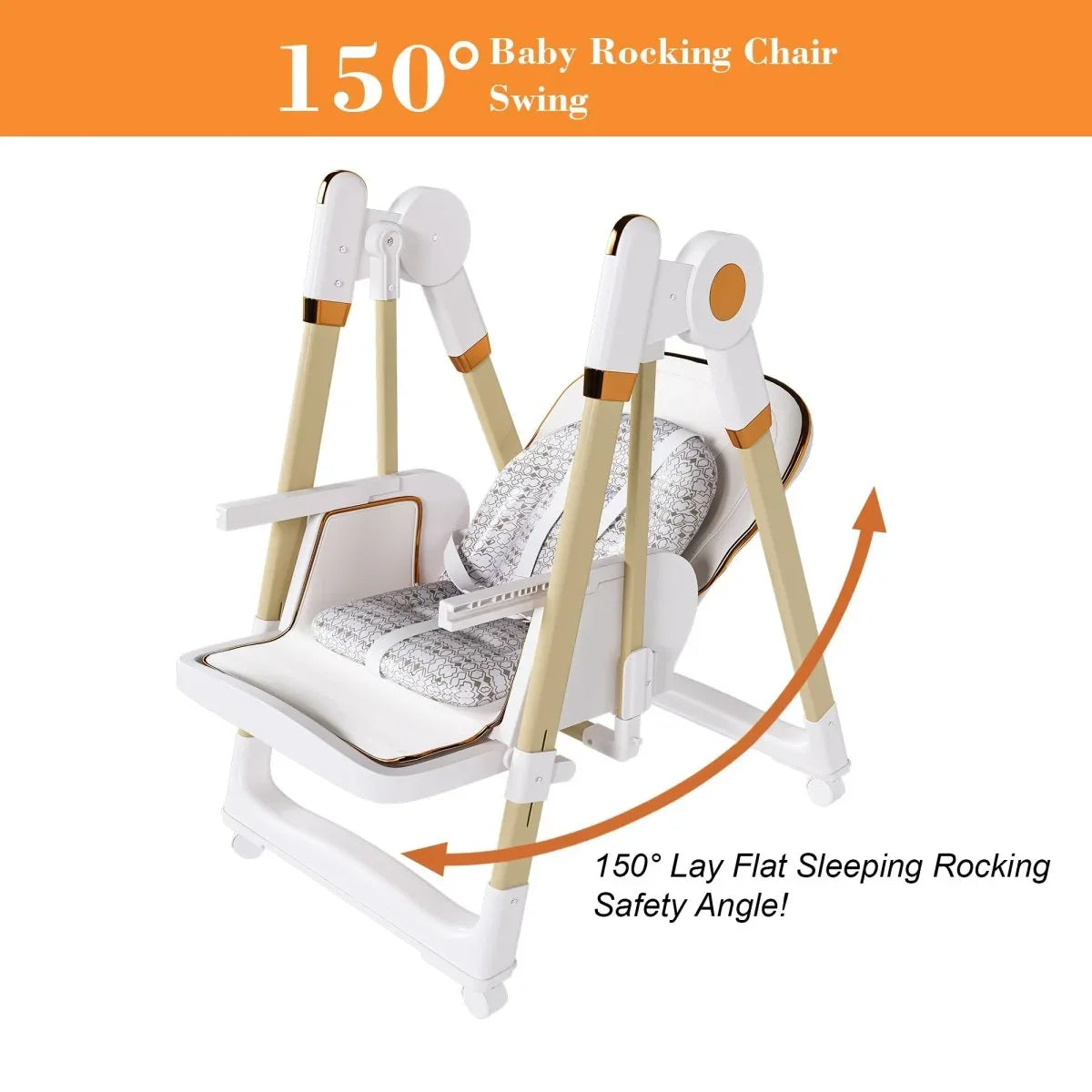 Convertible Baby High Chair To Rocker With 5-Point Harness - Omega Lifestyles