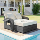 Convertible Outdoor Wicker Rattan Daybed With Storage Ottoman - Omega Lifestyles