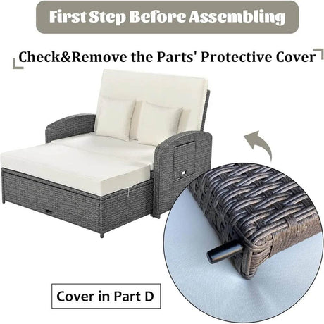 Convertible Outdoor Wicker Rattan Daybed With Storage Ottoman - Omega Lifestyles