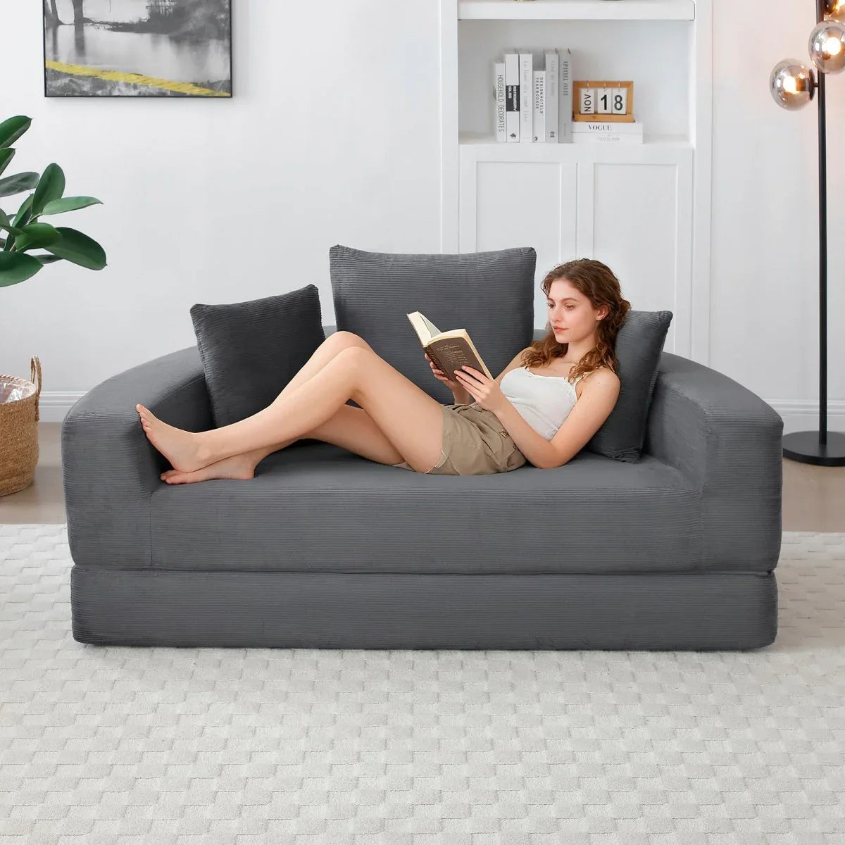Corduroy High-Density Foam Folding Sofa Bed - Omega Lifestyles