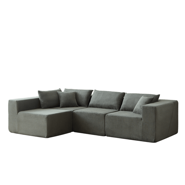 Corduroy Modular L-Shaped Sectional Sofa Set - Omega Lifestyles
