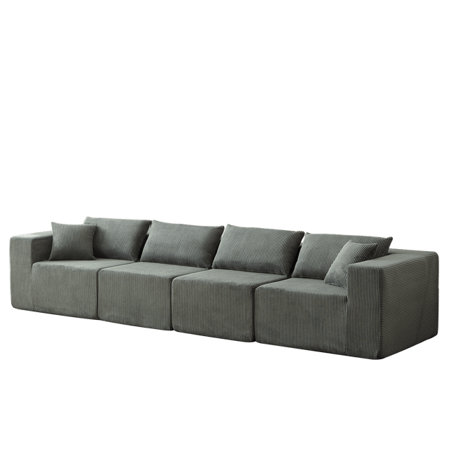 Corduroy Modular L-Shaped Sectional Sofa Set - Omega Lifestyles