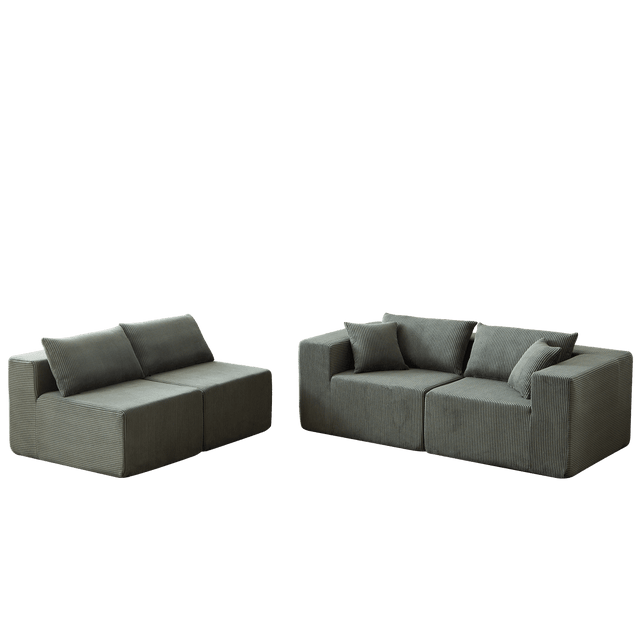 Corduroy Modular L-Shaped Sectional Sofa Set - Omega Lifestyles