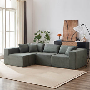 Corduroy Modular L-Shaped Sectional Sofa Set - Omega Lifestyles