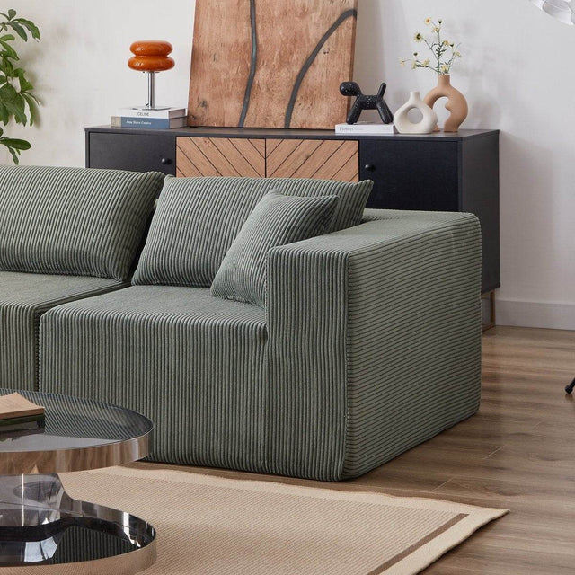 Corduroy Modular L-Shaped Sectional Sofa Set - Omega Lifestyles