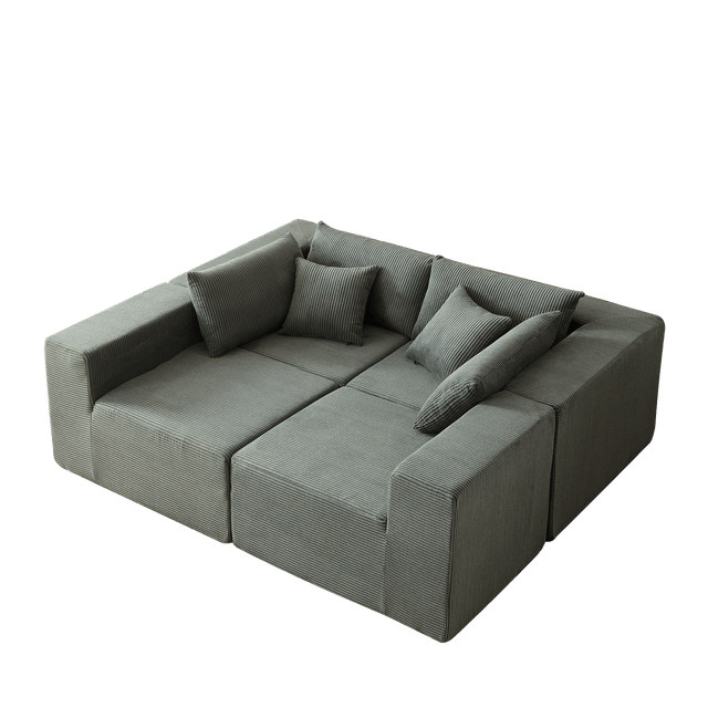 Corduroy Modular L-Shaped Sectional Sofa Set - Omega Lifestyles