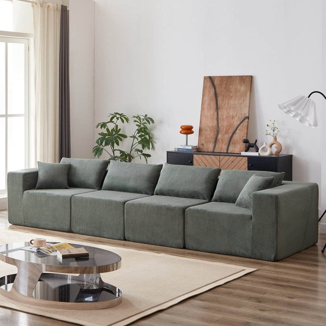 Corduroy Modular L-Shaped Sectional Sofa Set - Omega Lifestyles