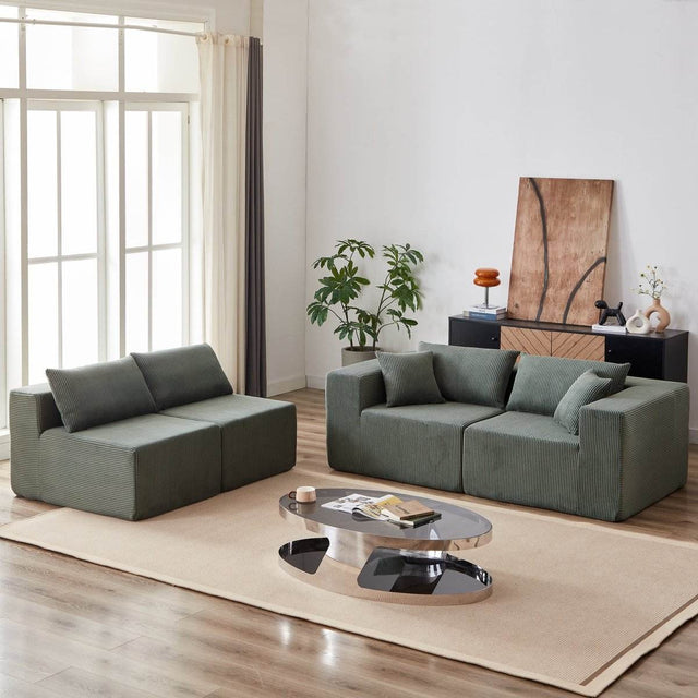 Corduroy Modular L-Shaped Sectional Sofa Set - Omega Lifestyles