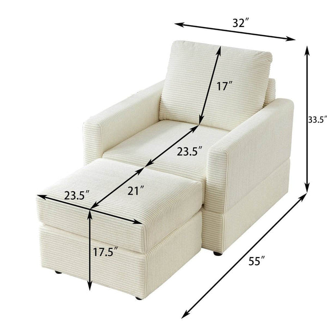 Corduroy Upholstered Adjustable Chaise Lounge Chair - Omega Lifestyles