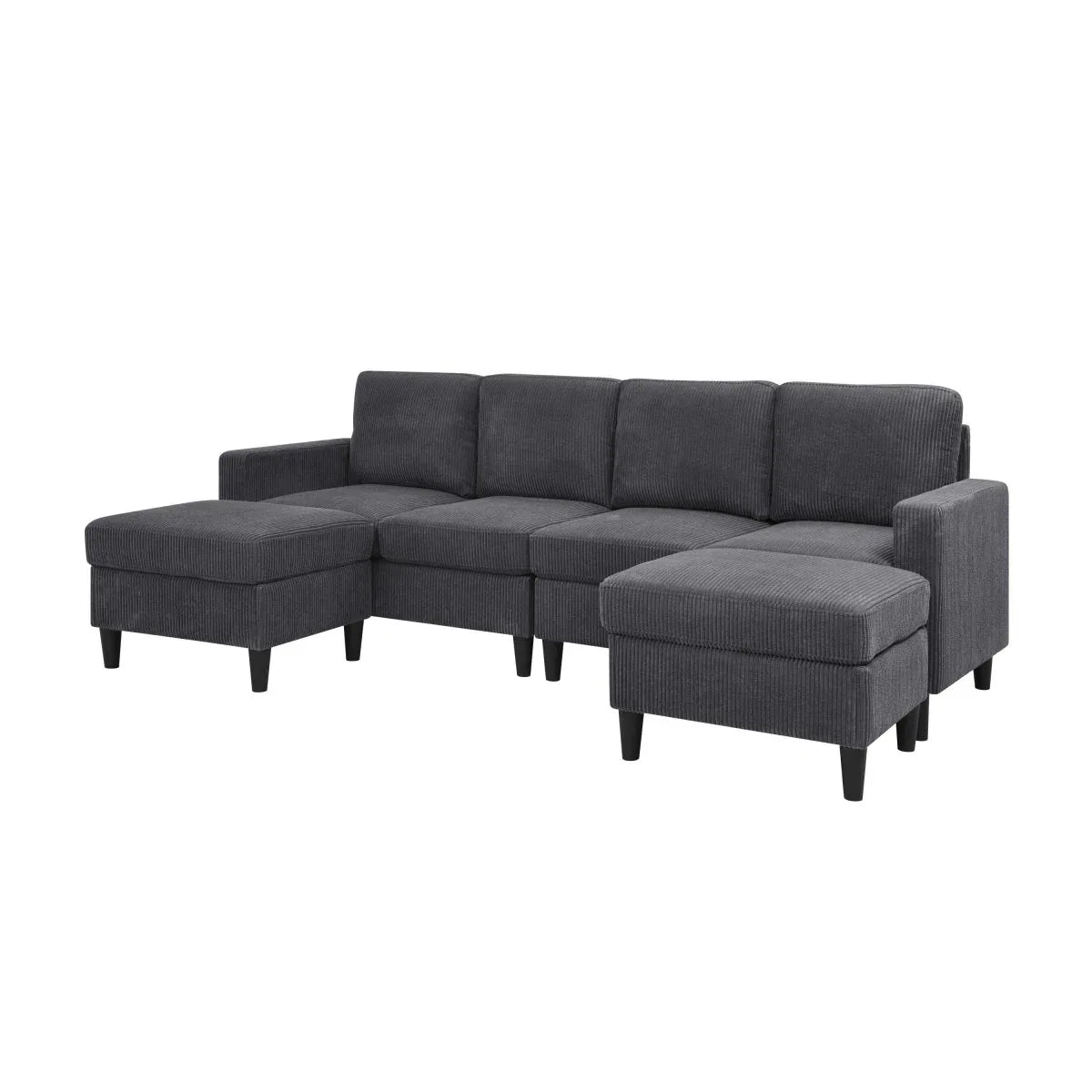 Corduroy Upholstered Modular Sectional With 2 Ottomans - Omega Lifestyles
