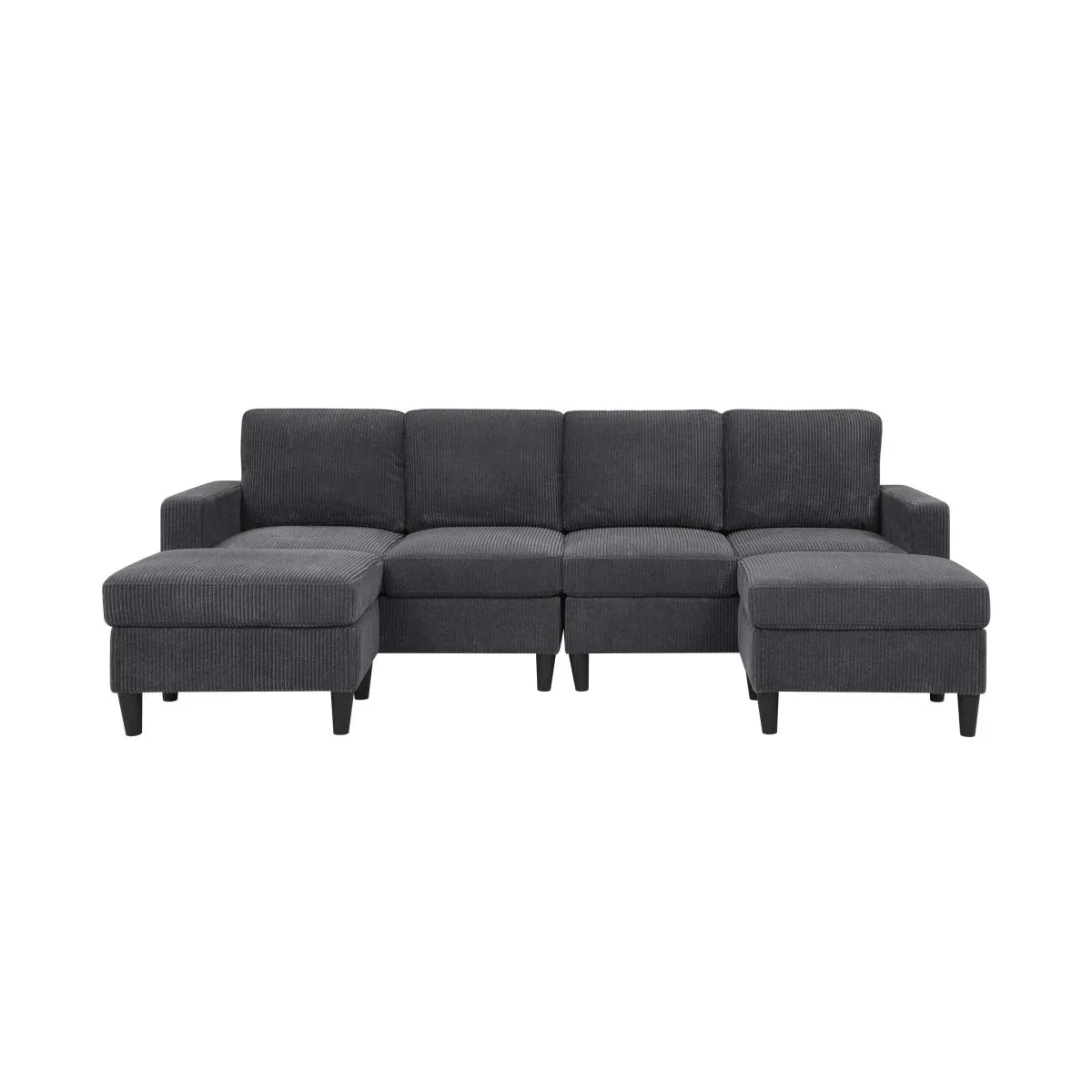 Corduroy Upholstered Modular Sectional With 2 Ottomans - Omega Lifestyles