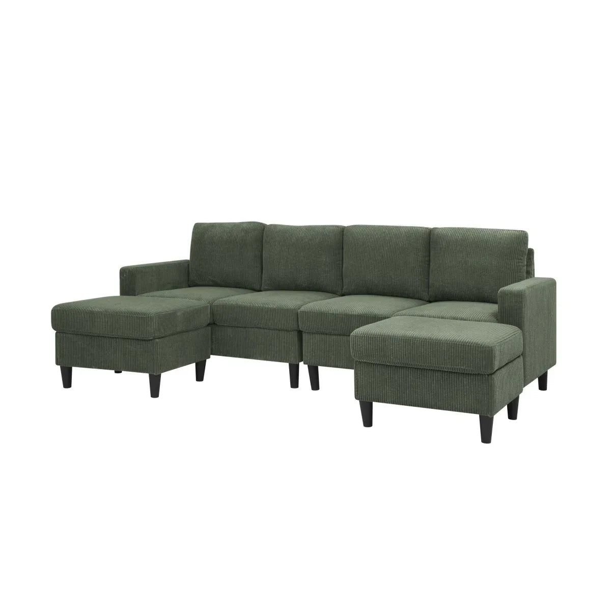 Corduroy Upholstered Modular Sectional With 2 Ottomans - Omega Lifestyles