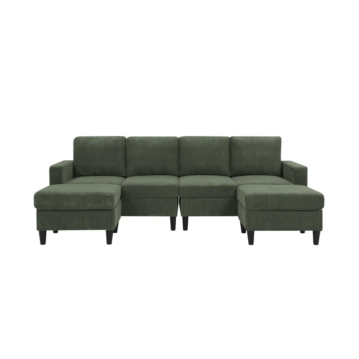 Corduroy Upholstered Modular Sectional With 2 Ottomans - Omega Lifestyles
