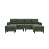 Corduroy Upholstered Modular Sectional With 2 Ottomans - Omega Lifestyles