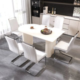 Cream MDF Modern 7-Piece Dining Table And Chair Set - Omega Lifestyles