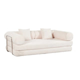 Cream Upholstered Folding Sofa Bed With Pillows - Omega Lifestyles