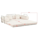 Cream Upholstered Folding Sofa Bed With Pillows - Omega Lifestyles