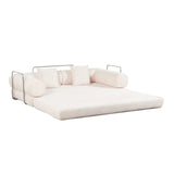 Cream Upholstered Folding Sofa Bed With Pillows - Omega Lifestyles