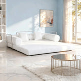 Cream Upholstered Folding Sofa Bed With Pillows - Omega Lifestyles